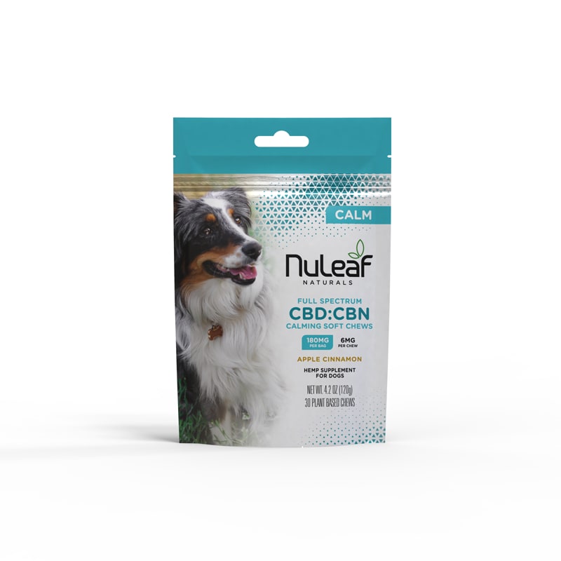 NuLeaf Naturals Full Spectrum CBD+CBN Calming Soft Chew Hemp Supplement for Dogs| Apple Cinnamon | 180mg