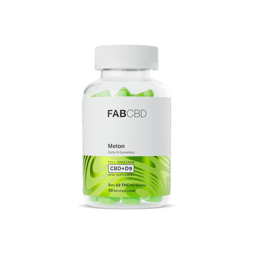 Fab CBD Delta 9 Gummies | Full Spectrum CBD+D9 Hemp Supplement | 5mg D9 THC Per Gummy