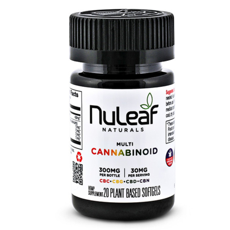 NuLeaf Naturals Multi Cannabinoid | CBC+CBG+CBD+CBN | 20 Soft Gels 300mg per Bottle