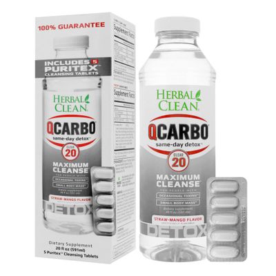 Herbal Cleanse QCarbo20 Clear Extreme Strength Cleansing Formula 20 fl oz + 5 Super Boost Energy Detox Tablet