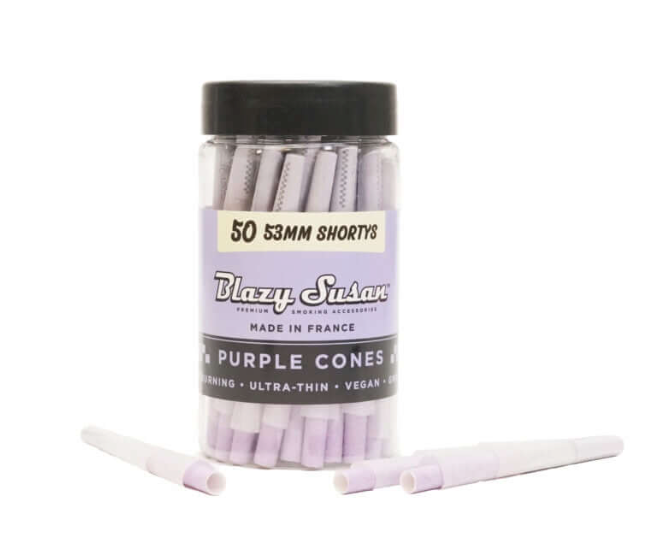 Blazy Susan Purple Shorty Cones | 53mm | 50 Count Jar