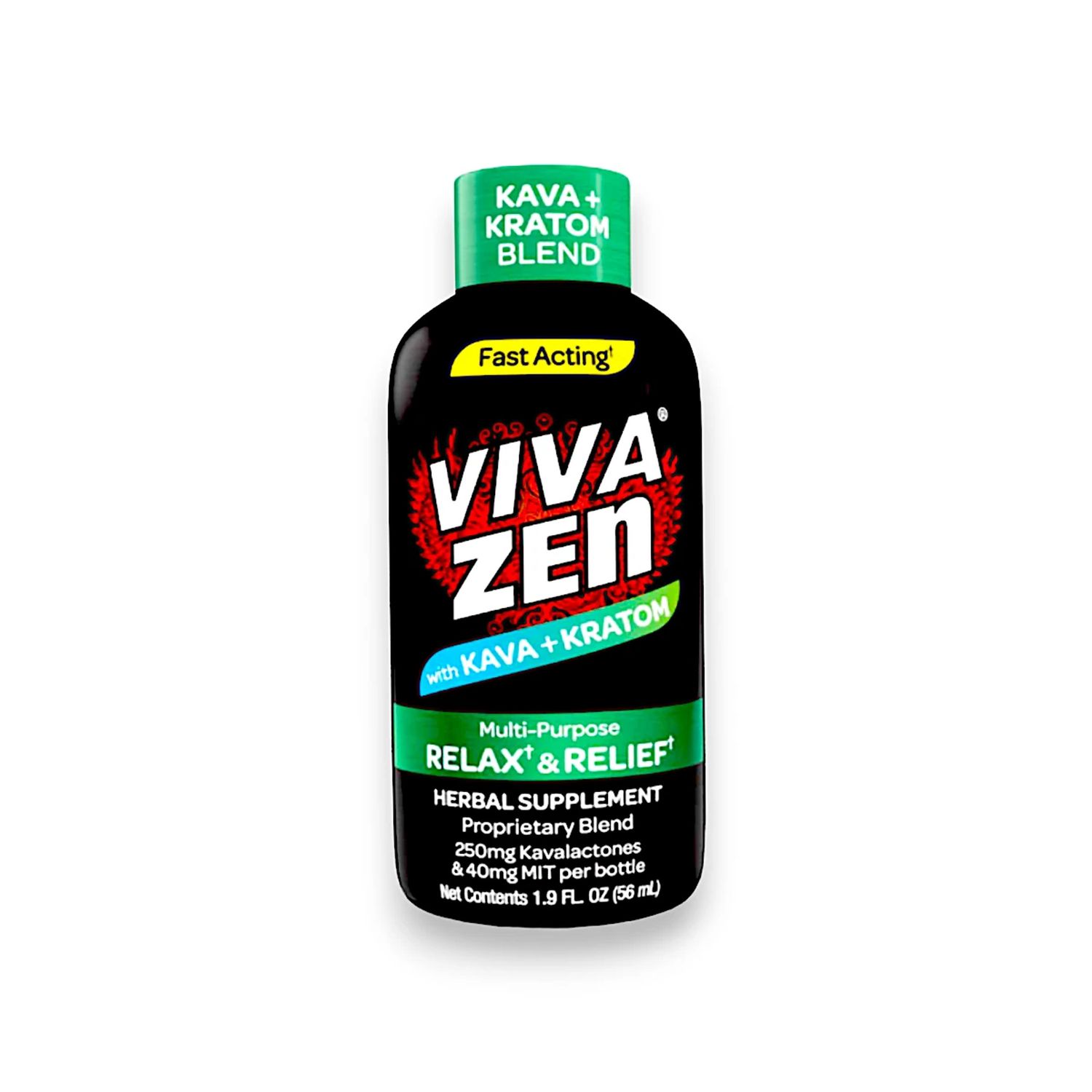 Viva Zen with Kava + Kratom Blend | Multi-Purpose Relax &amp; Relief Herbal Supplement 56mL