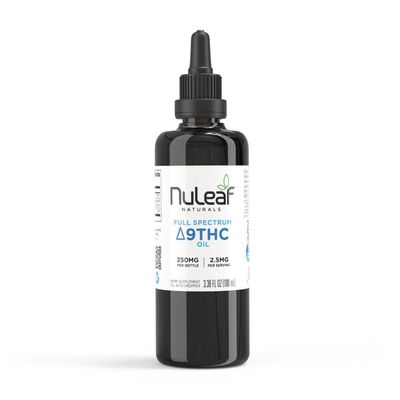 Nuleaf Naturals Full Spectrum D9 THC Oil | 250mg 100mL | 2.5mg/mL