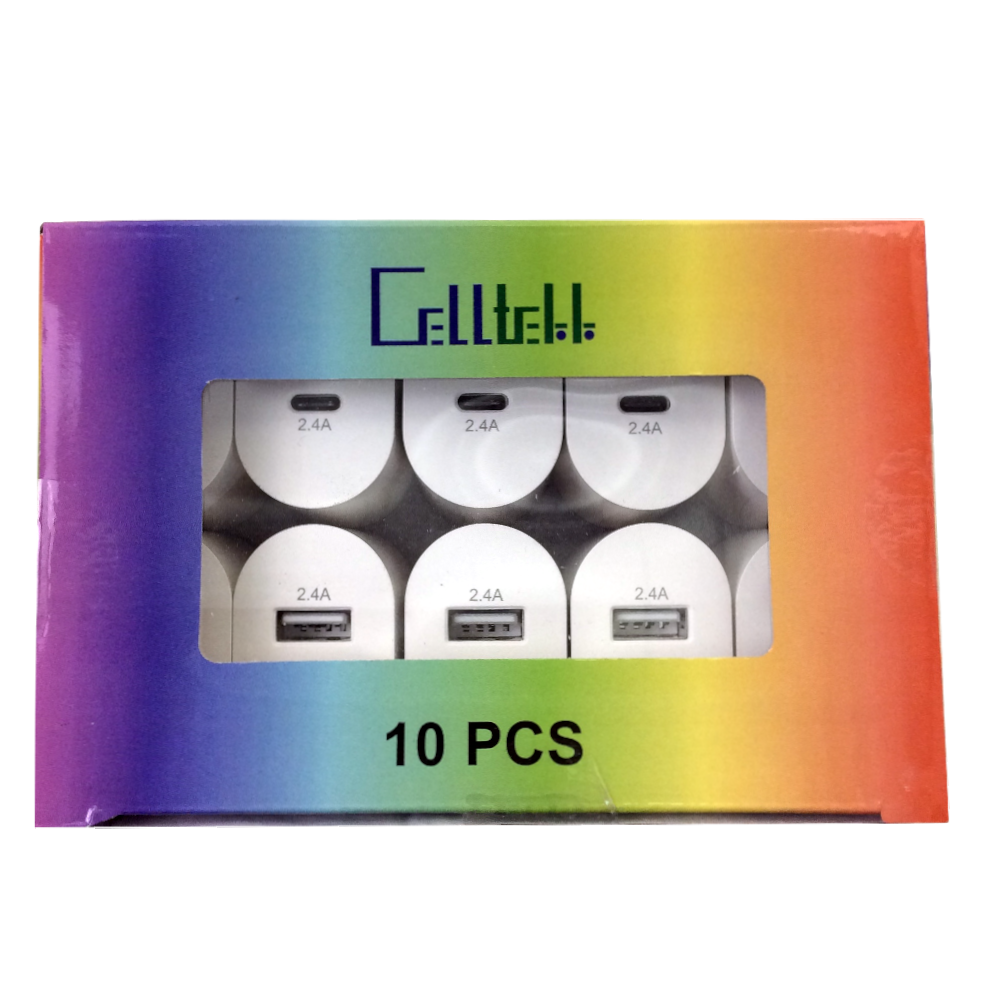 Celltekk Square Refill Dual USB-C+USB Home Charger