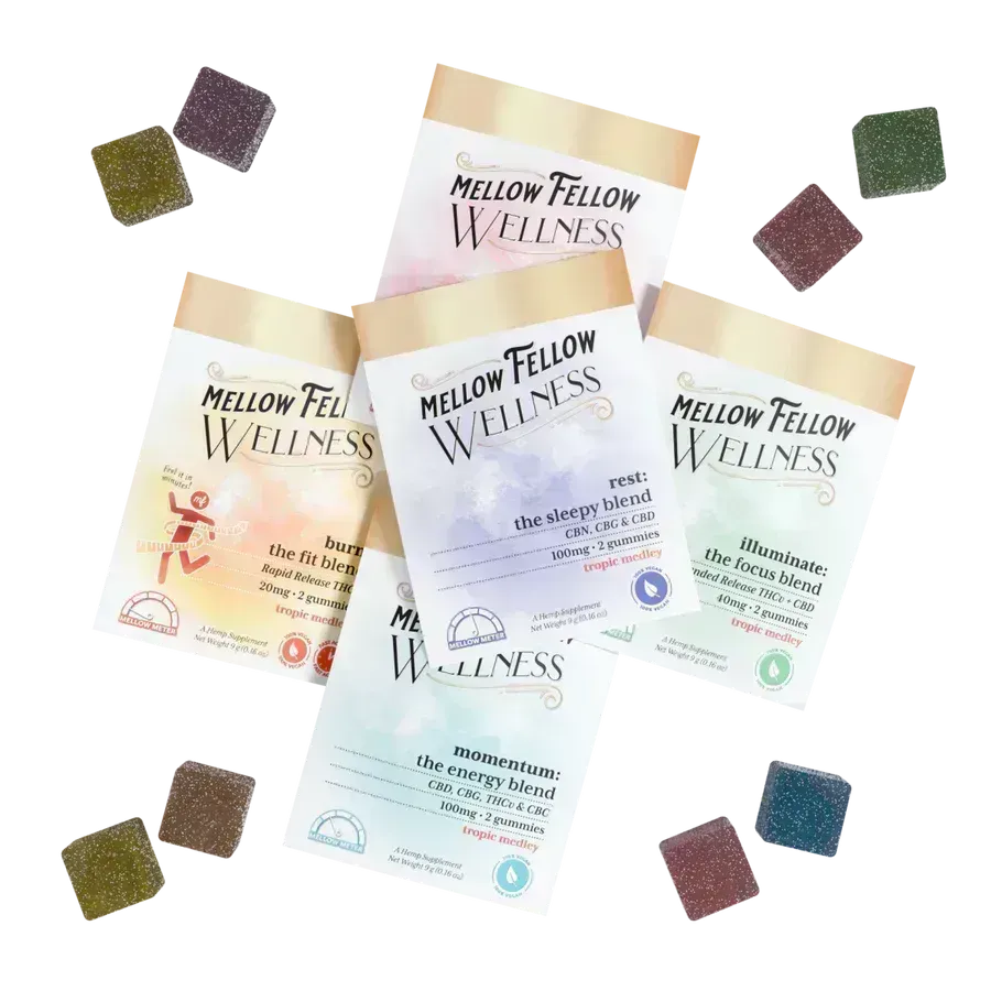 Mellow Fellow Burn Blend THC-V Wellness Gummies | 2 Pack — Focus (THCv+ CBD)
