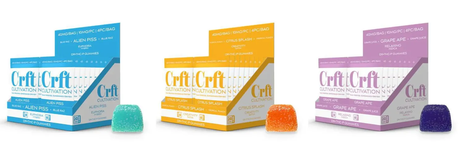 Crft Cultivation D9 + THCP Gummies | 40mg/Bag 4 Count