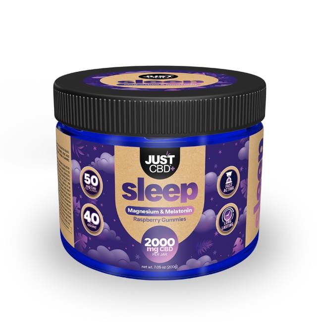 Just CBD Sleep Magnesium &amp; Melatonin Raspberry Gummies 2000mg CBD per Jar