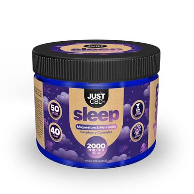 Just CBD Sleep Magnesium &amp; Melatonin Raspberry Gummies 2000mg CBD per Jar