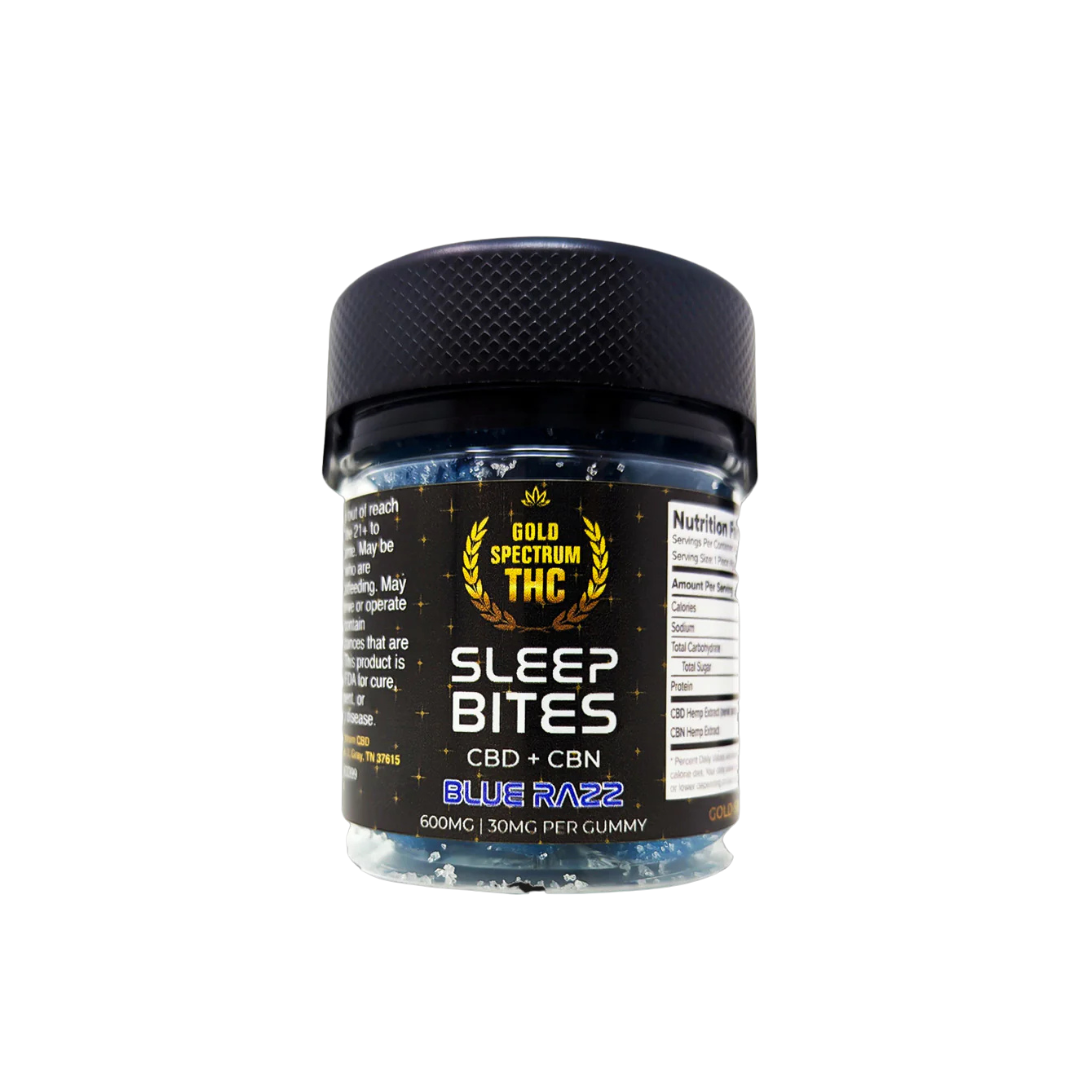 Gold Spectrum CBD+CBN Sleep Bites Gummies | 600mg — Blue Razz