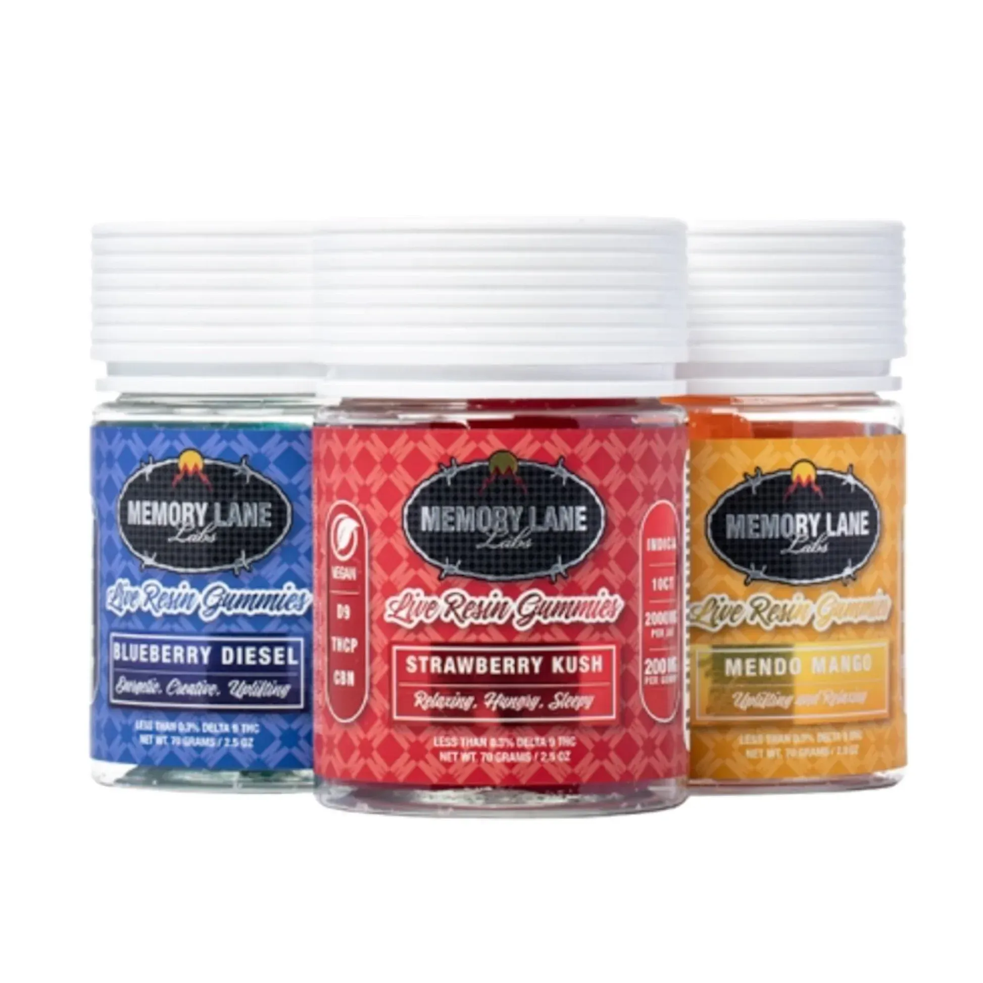 Memory Lane D9 THC-P THC-V CBN Live Resin Gummies | 200mg — Blueberry Diesel