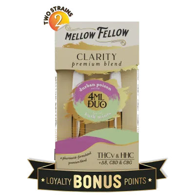 Mellow Fellow Duo Cartridges | 4ml |  ( C L A R I T Y )  Durban Poison &amp; Kush Mints