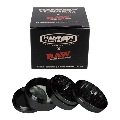 Hammercraft x RAW 4-Piece Grinder | 2.5 inch | Black
