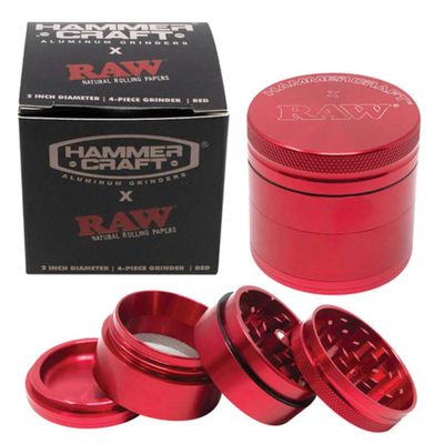 Hammercraft x RAW 4-Piece Grinder | 2.5 inch | Red