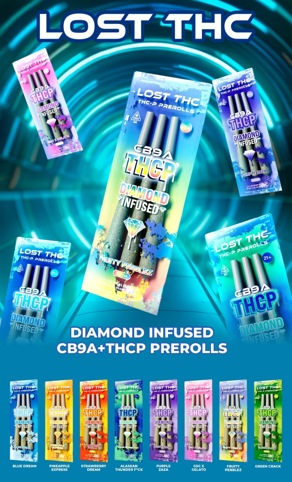 Lost THC THC-P Prerolls l 3 x 1.65g — Alaskan Thunderfk (Sativa)
