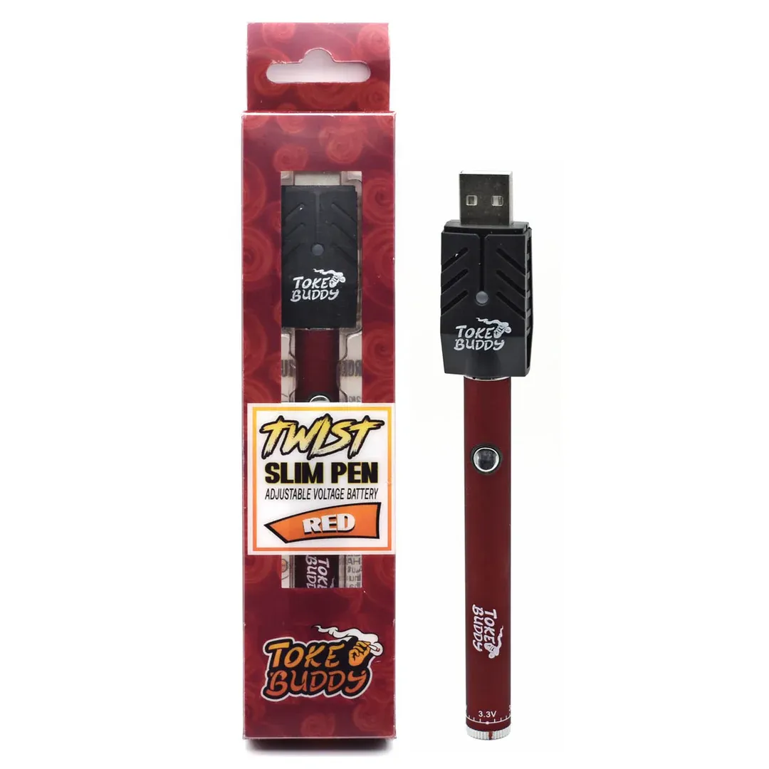 Toke Buddy Slim Twist Battery, Choose Color: Red