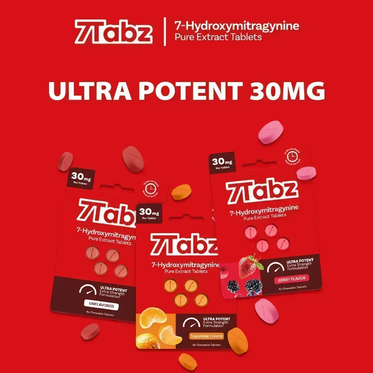 7Tabz 7-Hydroxymitragynine Pure Extract Tablets | 30mg per Tablet | 4 Counts — Berry