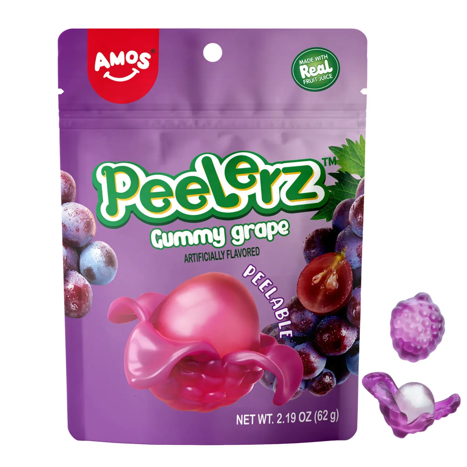 AMOS Peelerz Gummies | 3oz, Choose A Flavor: Grape