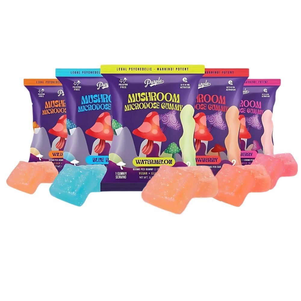 Purple Mushroom Enhanced Microdose Gummies | 3 Pack — Blue Razz