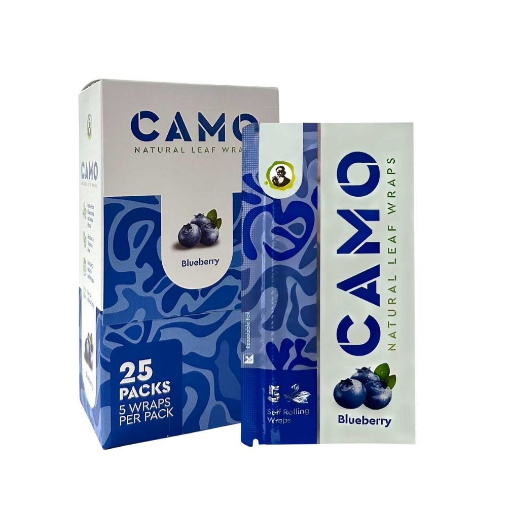 Camo Natural Leaf Rolling Wraps | 5 Count, Choose A Flavor: Blueberry