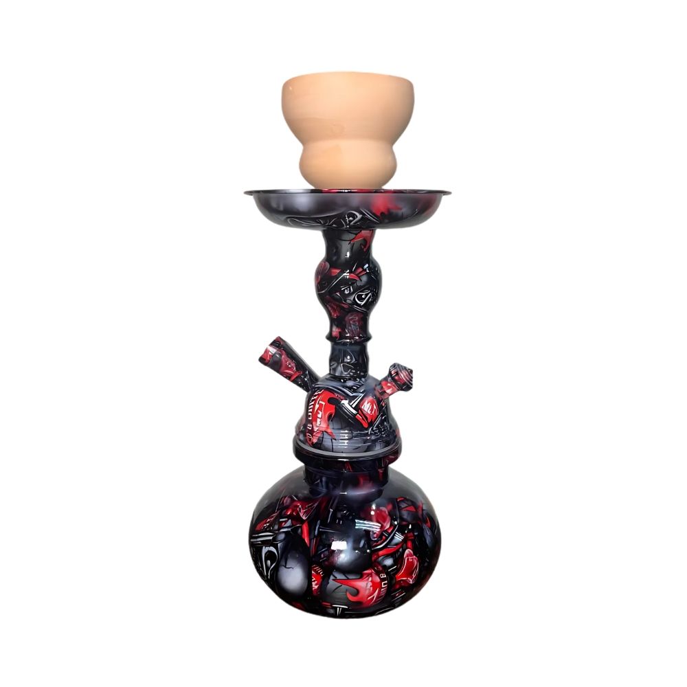 12″ ZEBRA | Ed Mordy Hookah, Choose a Design: RED GRAFFITI