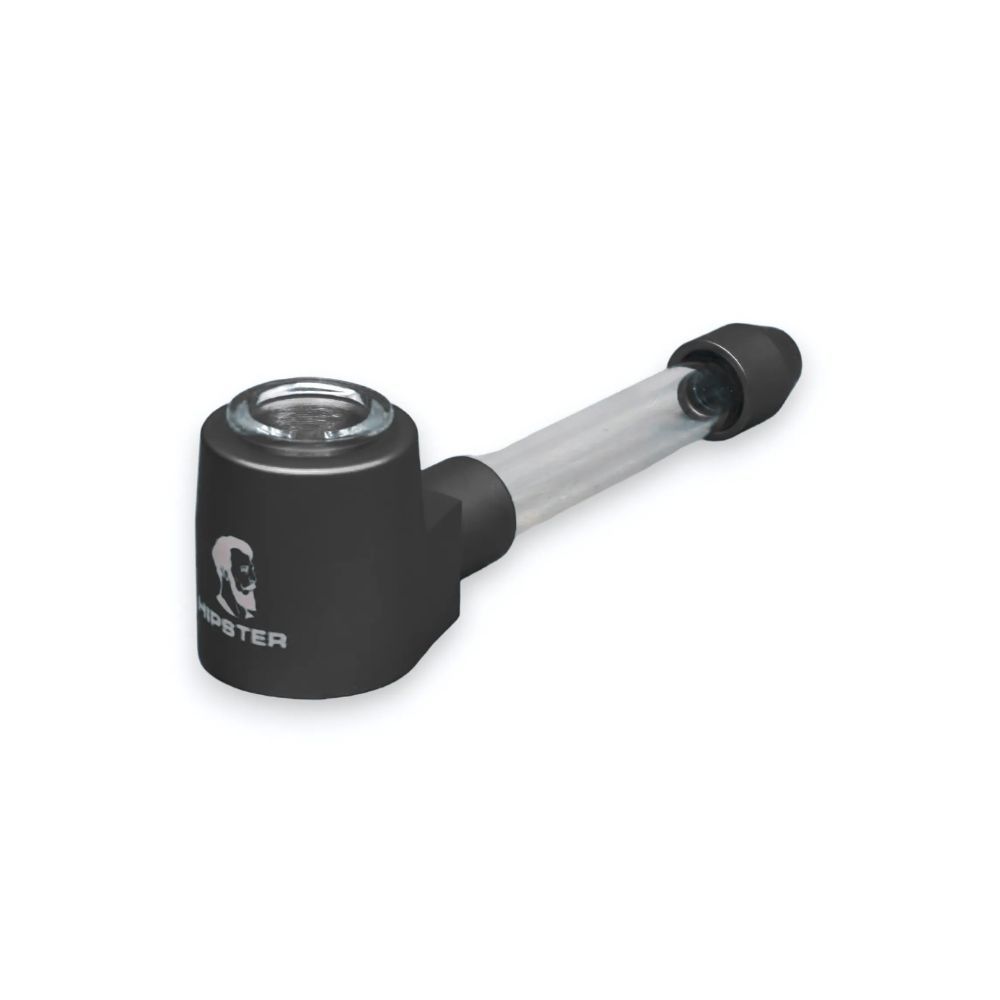 5″ Hipster Aluminum Pipe w/Glass Tubing — Black