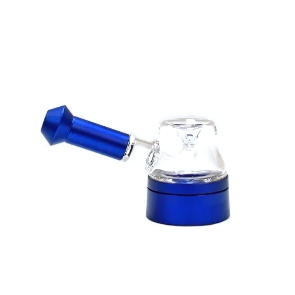 4&quot; Hipster Glass With Aluminum Mouth Piece And Joint | Blue