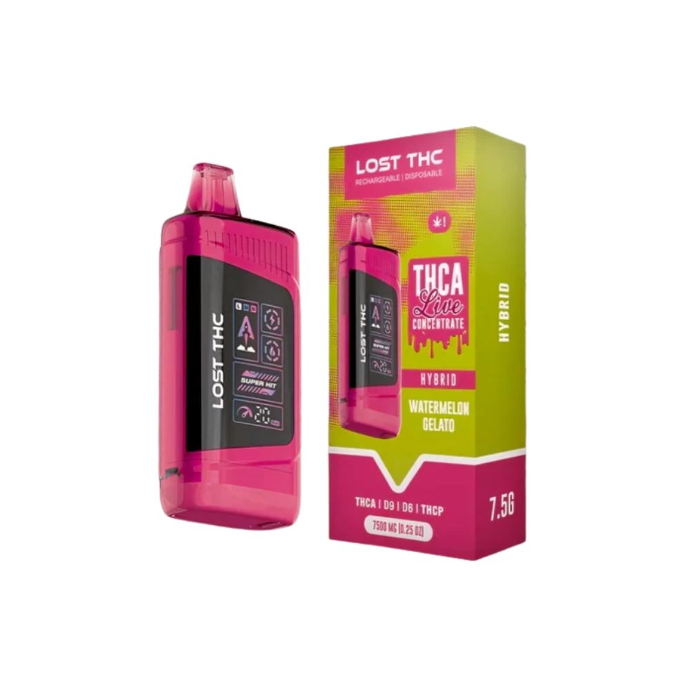 Lost THC V3 7.5 Gram THCA Disposable, Choose A Flavor: Watermelon Gelato ( Hybrid )