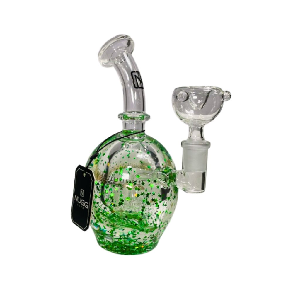 8&quot; Nugg Life Glycerin Green Stars Bubbler