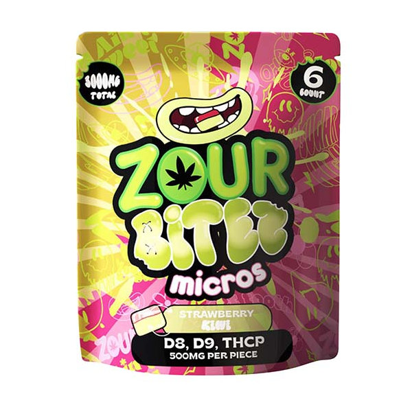 Zour Bitez Micros 3000mg D8 D9 THC-P Gummies 6pk — Cherry - Watermelon