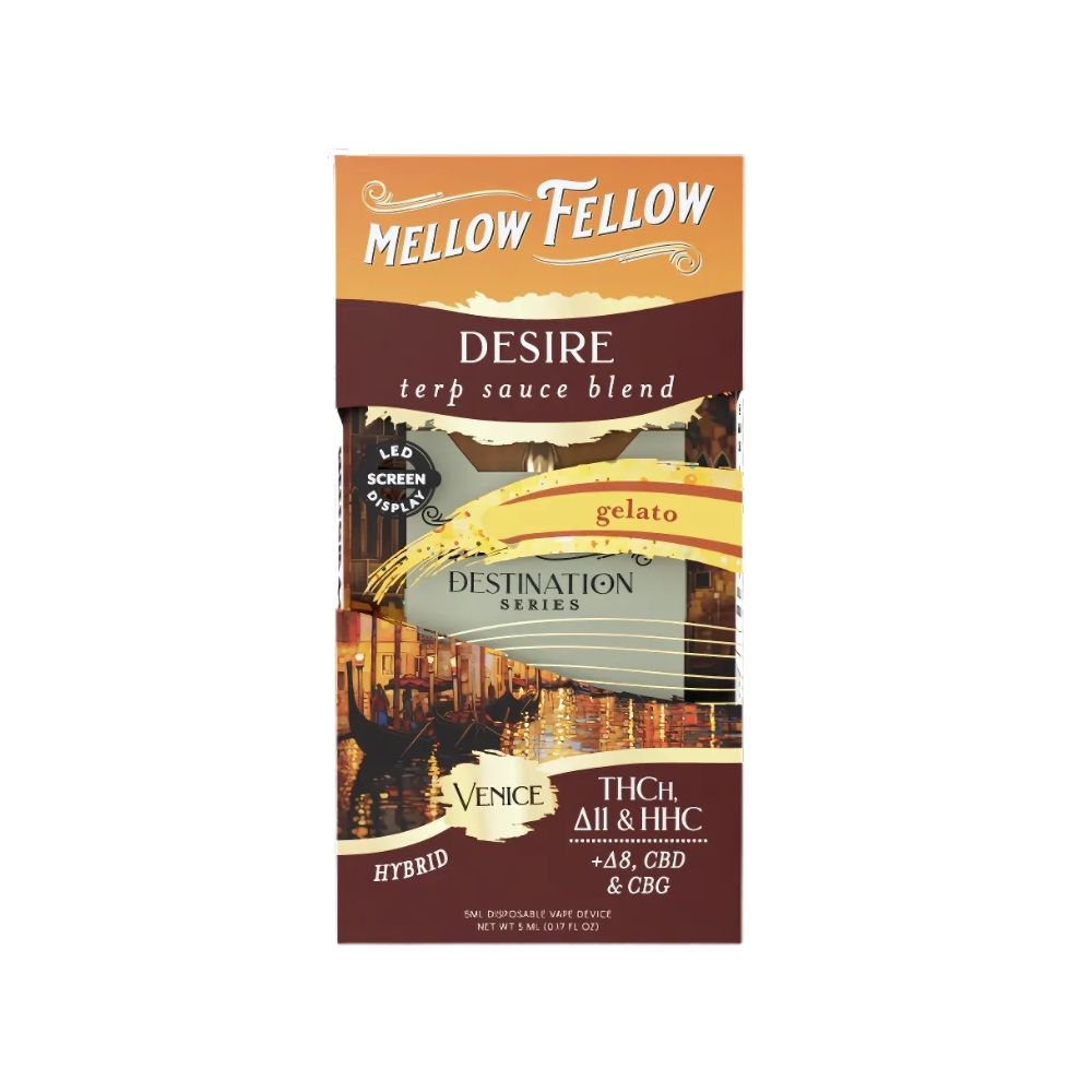 Mellow Fellow | 5ml Terp Sauce Disposable Vapes, Choose a Strain: D11 THC-H+HHC (DESIRE/HYBRID)-VENICE-GELATO