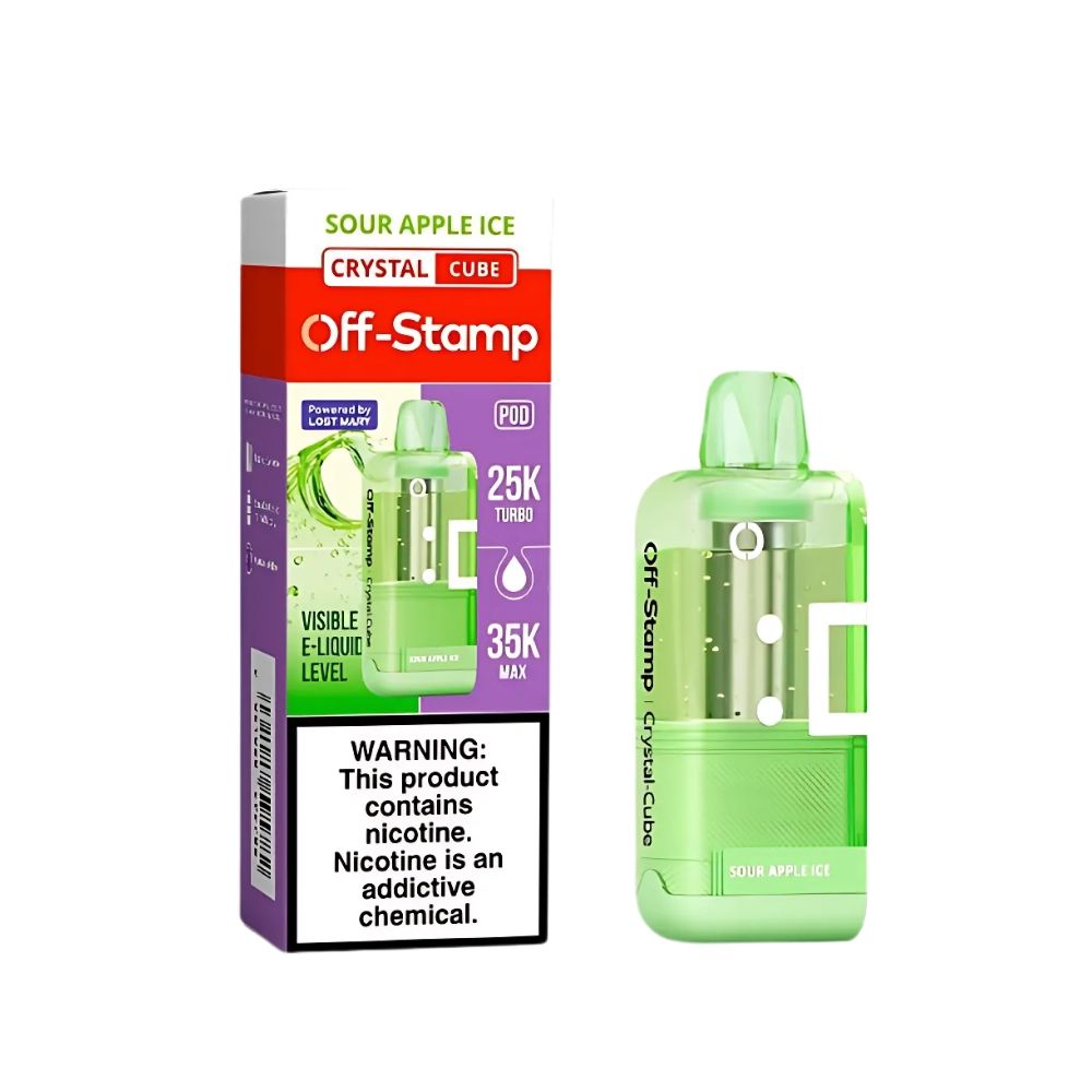 Off-Stamp X-Crystal Cube Pod Only 35K Puffs Disposable, Choose A Flavor: Sour Apple Ice