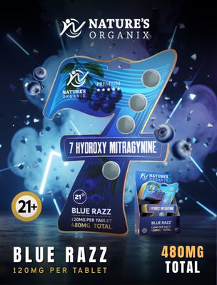 Nature&#39;s Organix Premium 7 Hydroxy Mitragynine | Blue Razz 480Mg