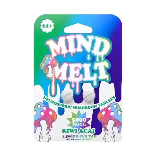 Mind Melt Mushroom Tablets 5,000mg per pack | 2,500 per tab, Choose A Flavor: Kiwi Acai
