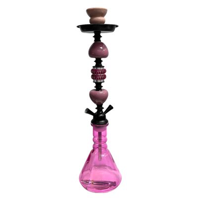 Tall Glass &amp; Metal Hookah – Pink Love