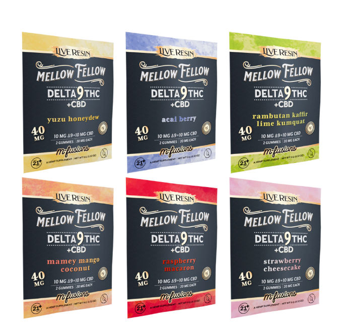Mellow Fellow D9 THC+CBD M-Fusions Gummies 40mg — Acai Berry