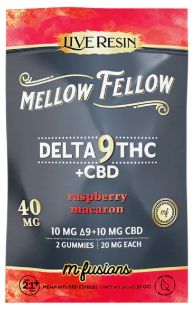 Mellow Fellow D9 THC+CBD M-Fusions Gummies 40mg, Choose A Flavor: Raspberry Macaron