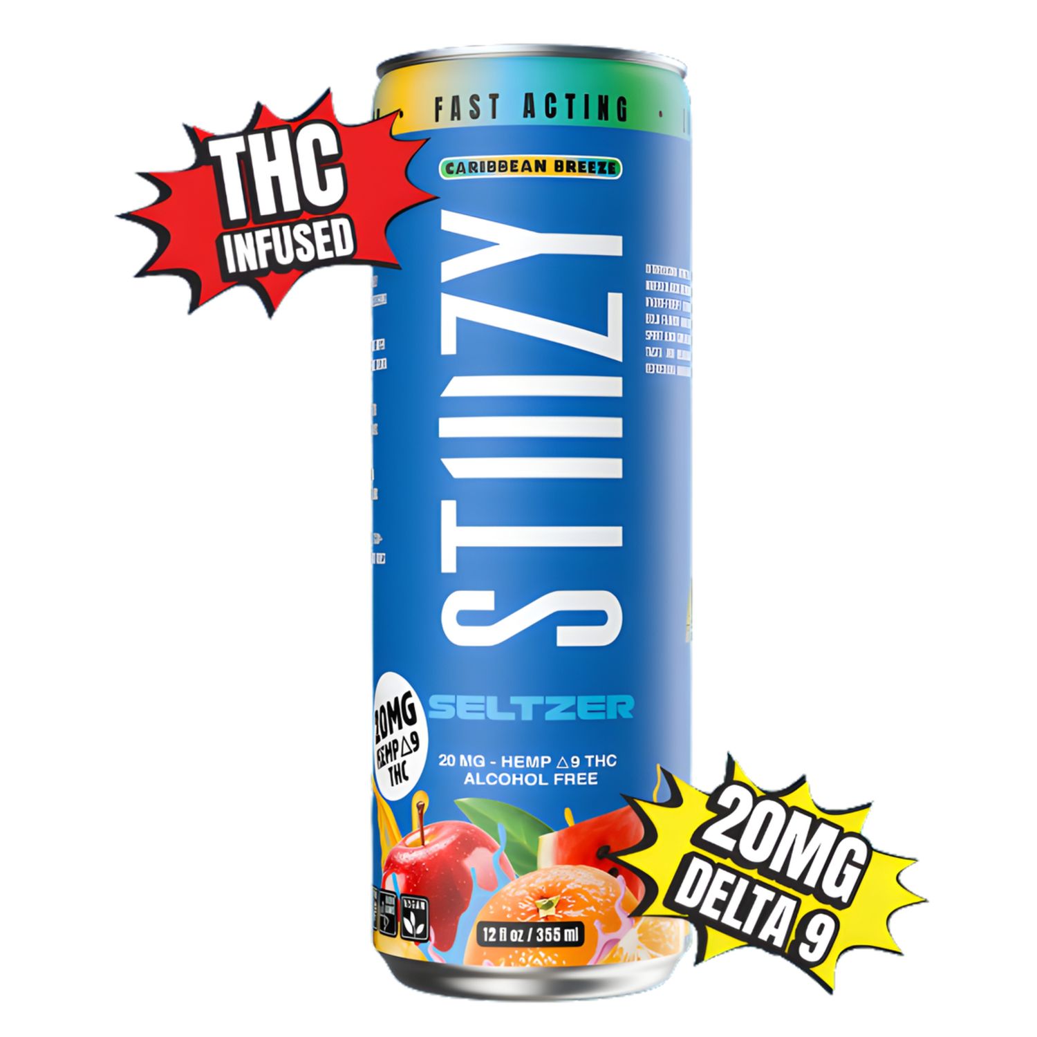 Stiiizy THC Seltzer - 20mg, Choose A Flavor: Caribbean Breeze