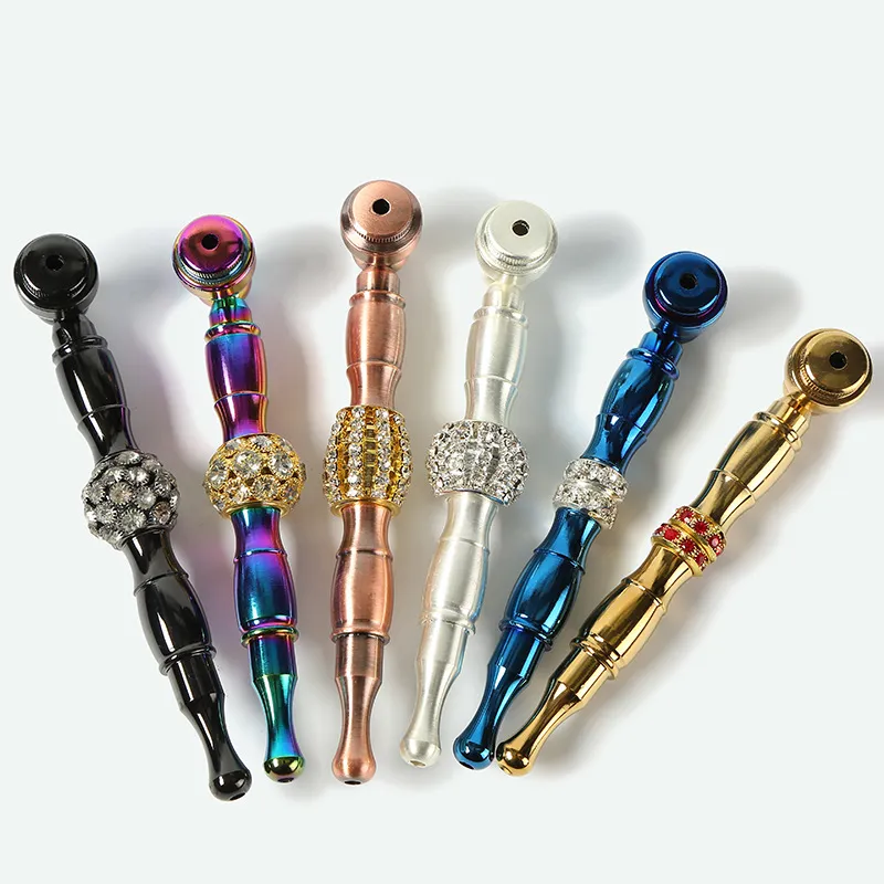 Diamond Metal Smoking Pipe With Cover & Mesh Filter |  Assorted Colors