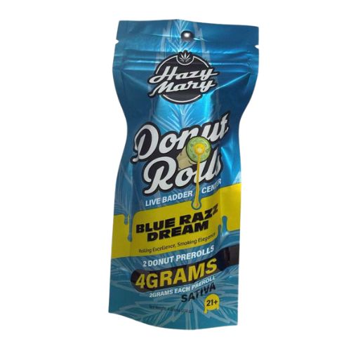 Hazy Mary Donut Rolls 4g Live Badder Center 2-Pack Pre-Rolls, Choose a Strain: Blue Razz Dream (Sativa)