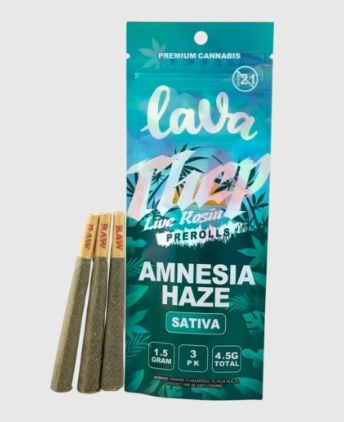 Lava 4.5g THCP Live Rosin 3-Pack Pre-Rolls, Choose a Strain: Amnesia Haze (Sativa)