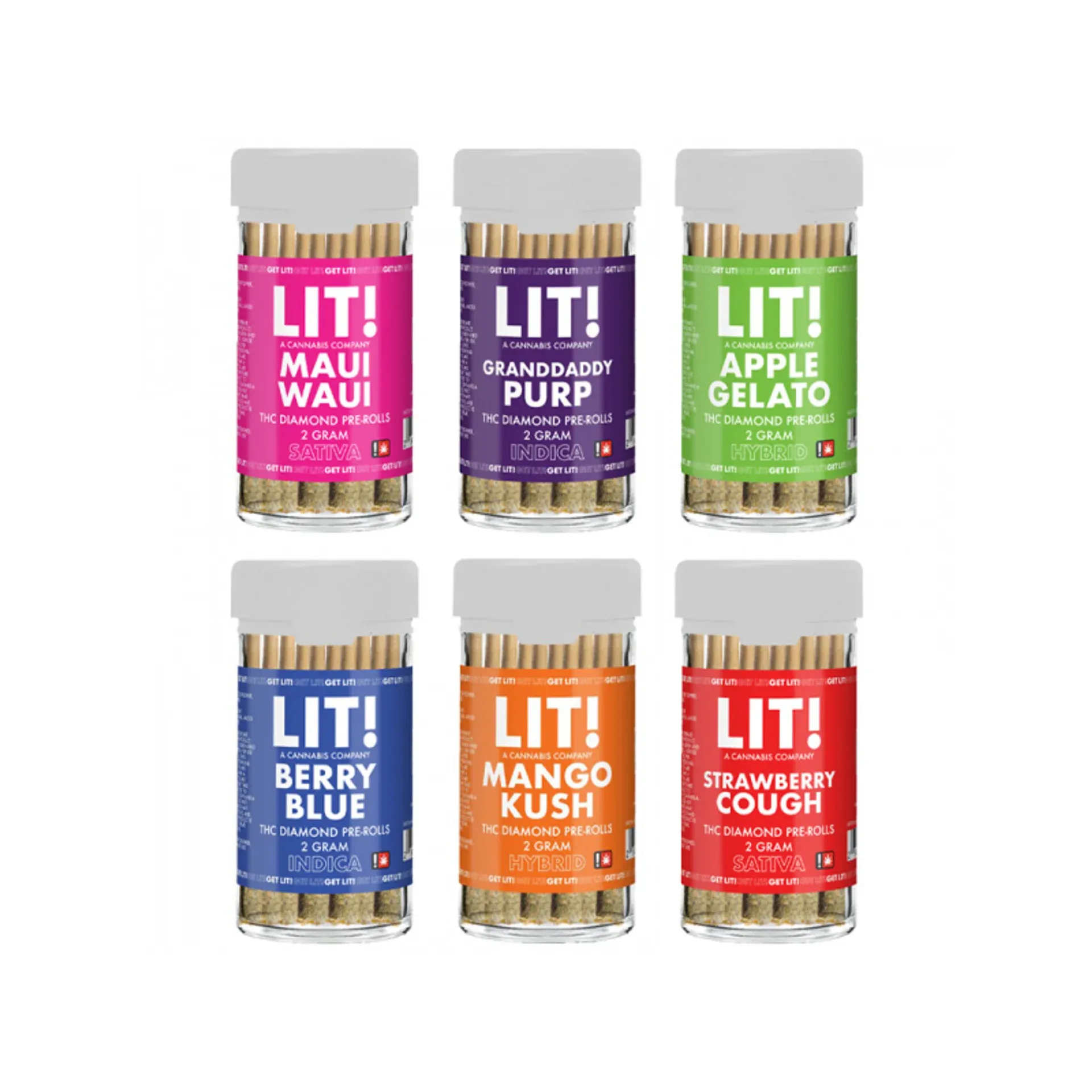 Diamond LIT THC Diamond Prerolls 10ct 2g — Apple Gelato (Hybrid)