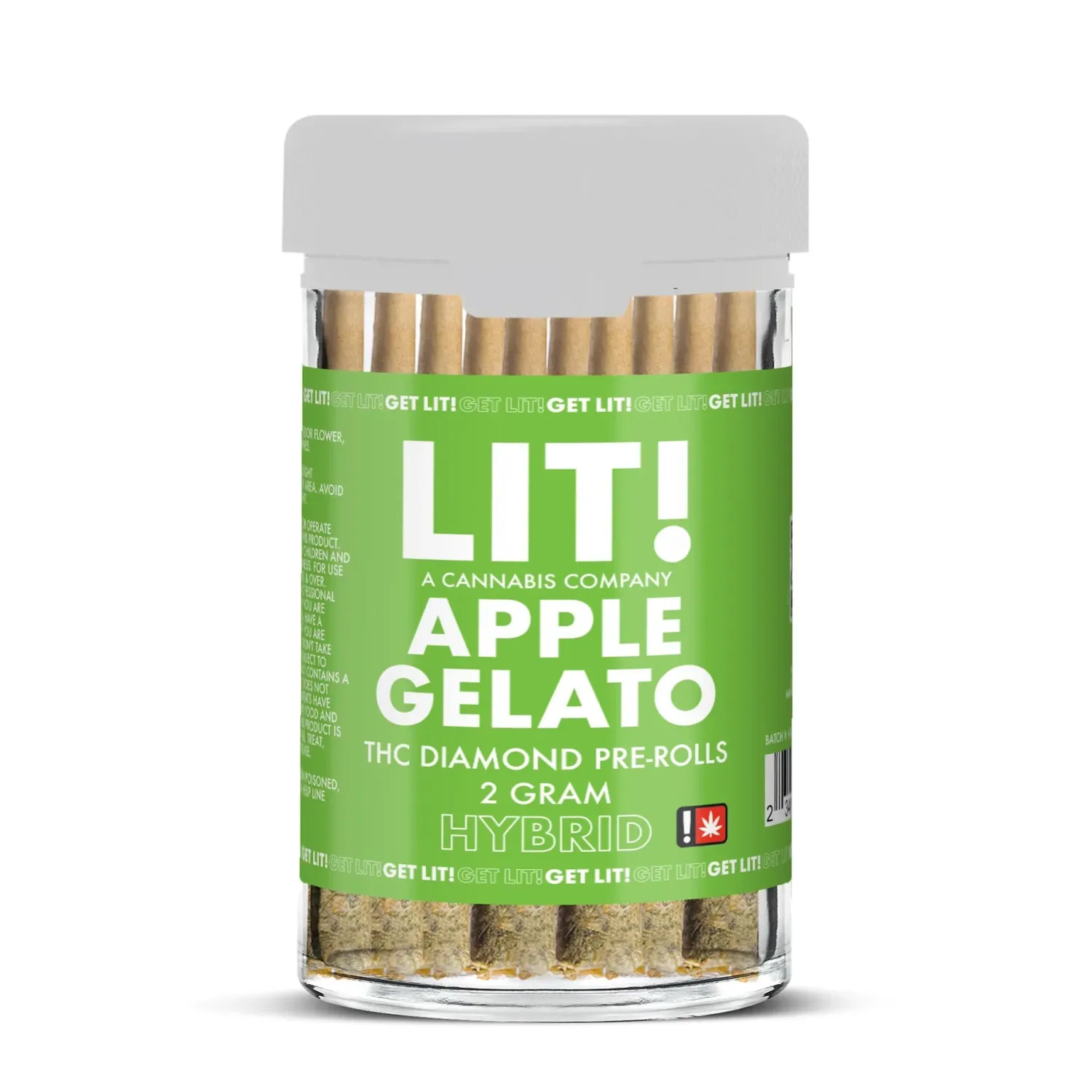 Diamond LIT THC Diamond Prerolls 10ct 2g, Choose A Flavor: Apple Gelato (Hybrid)