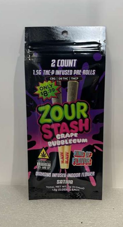 Zour Stash Preroll 2ct | Grape Bubblegum