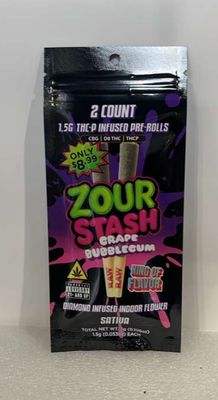 Zour Stash Preroll 2ct | Grape Bubblegum