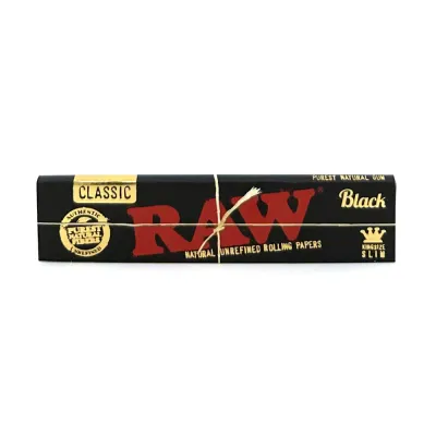 RAW Classic Black Natural Unrefined Rolling Papers | King Size Slim