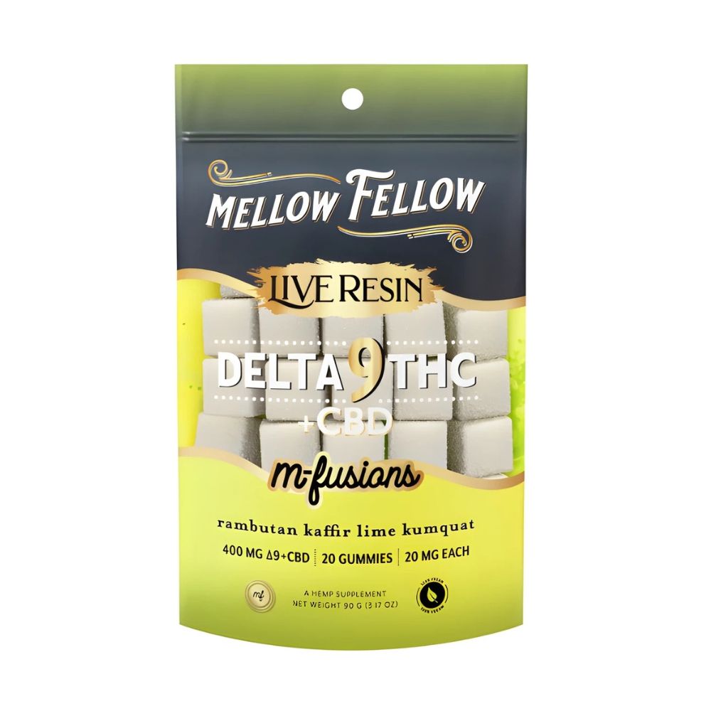 Mellow Fellow | D9 THC + CBD M-Fusions Live Resin Gummies, Choose A Flavor: Rambutan Kaffir Lime Kumquat