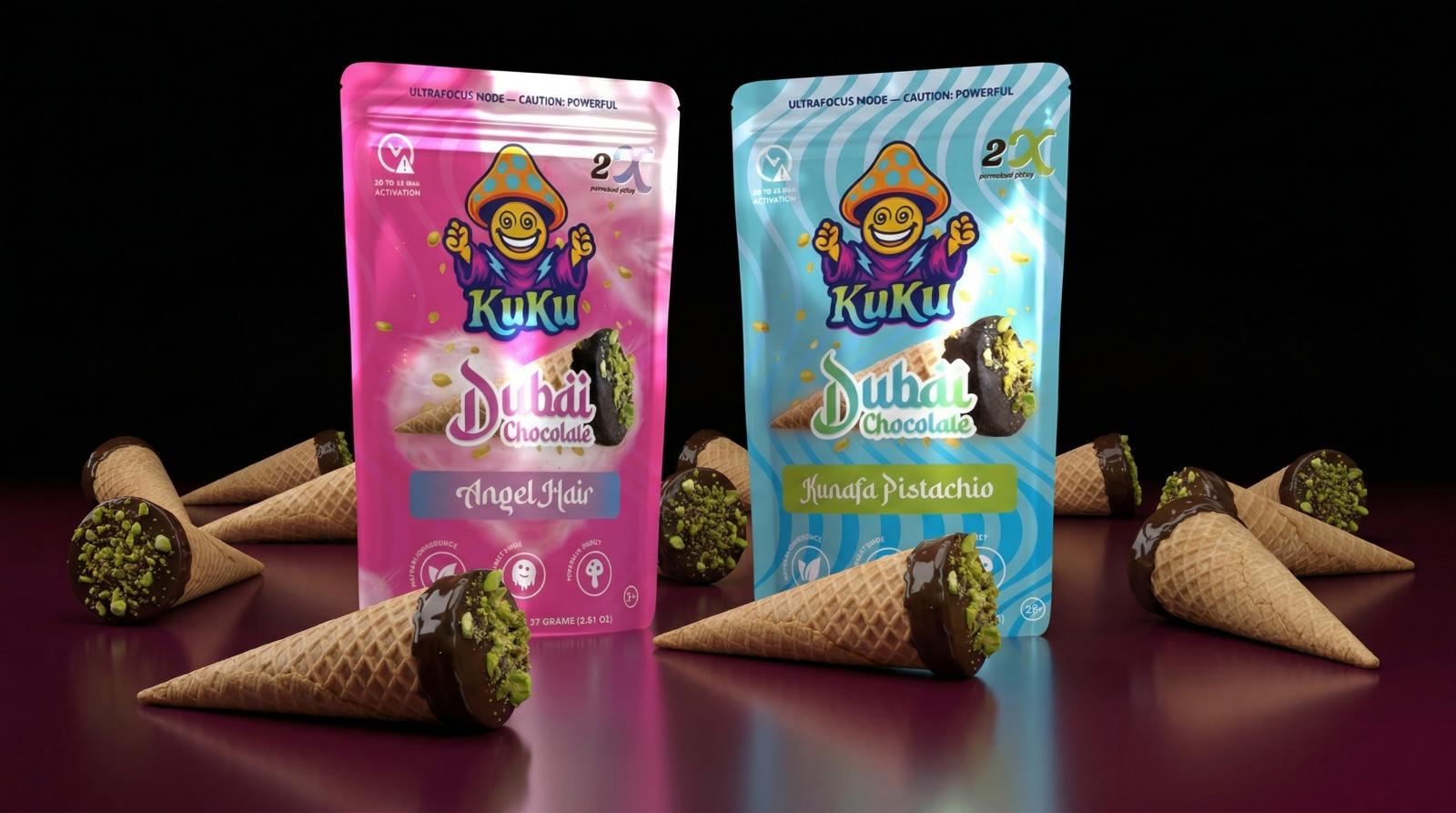 Kuku Mushroom-Infused Dubai Chocolate Cones 2-Pack