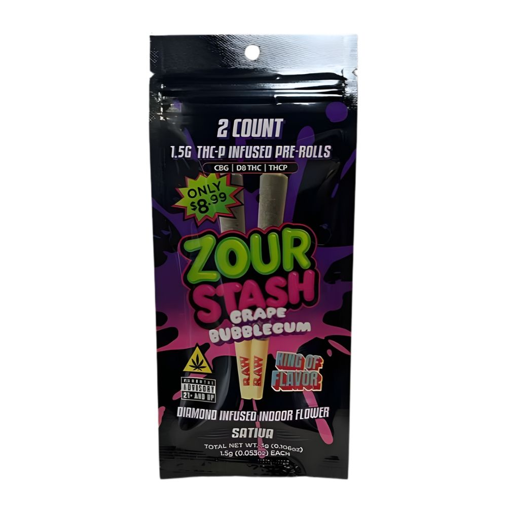 Zour Stash Preroll 2ct | Grape Bubblegum