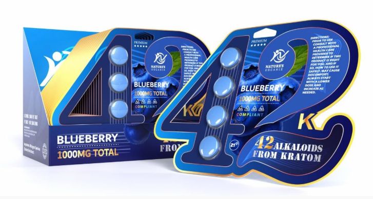 Natures Organix 42K 4ct 1000MG (Full Spectrum Kratom Extract), Choose A Flavor: Blueberry