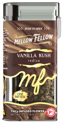 Mellow Fellow 3.5g Infused Flower + One Hitter Kit, Choose a Strain: Vanilla Kush (Indica)